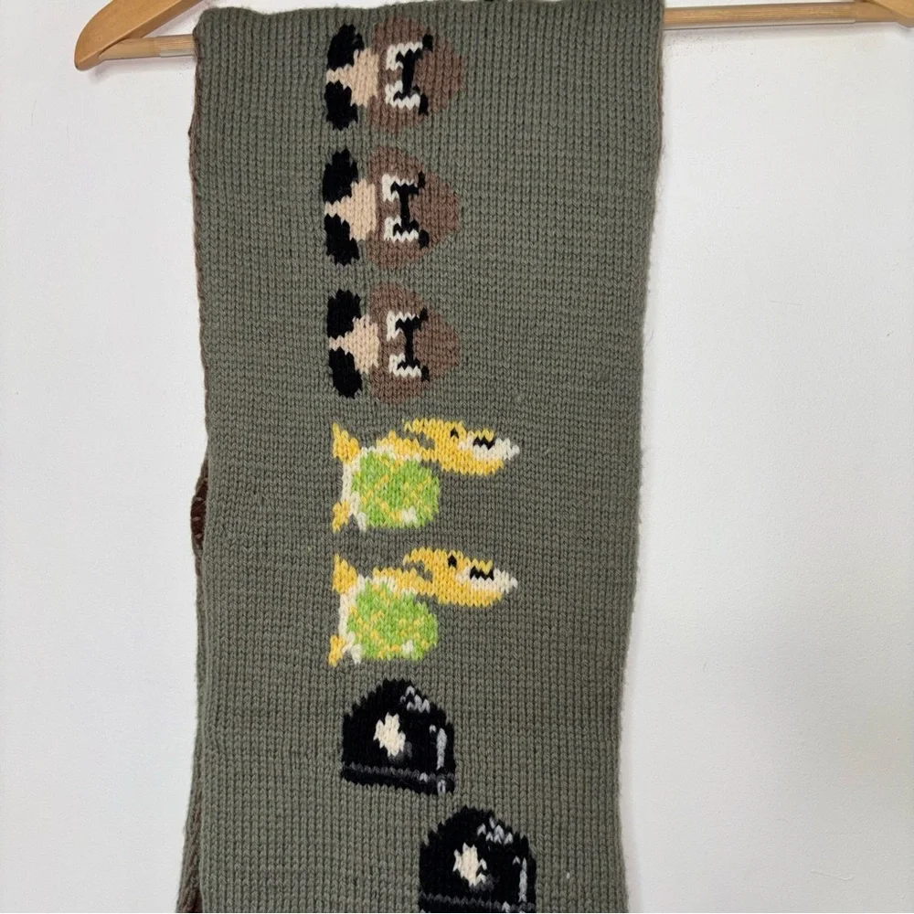 Hand Knit Super Mario Bros Themed Scarf 10” X 64” OOAK